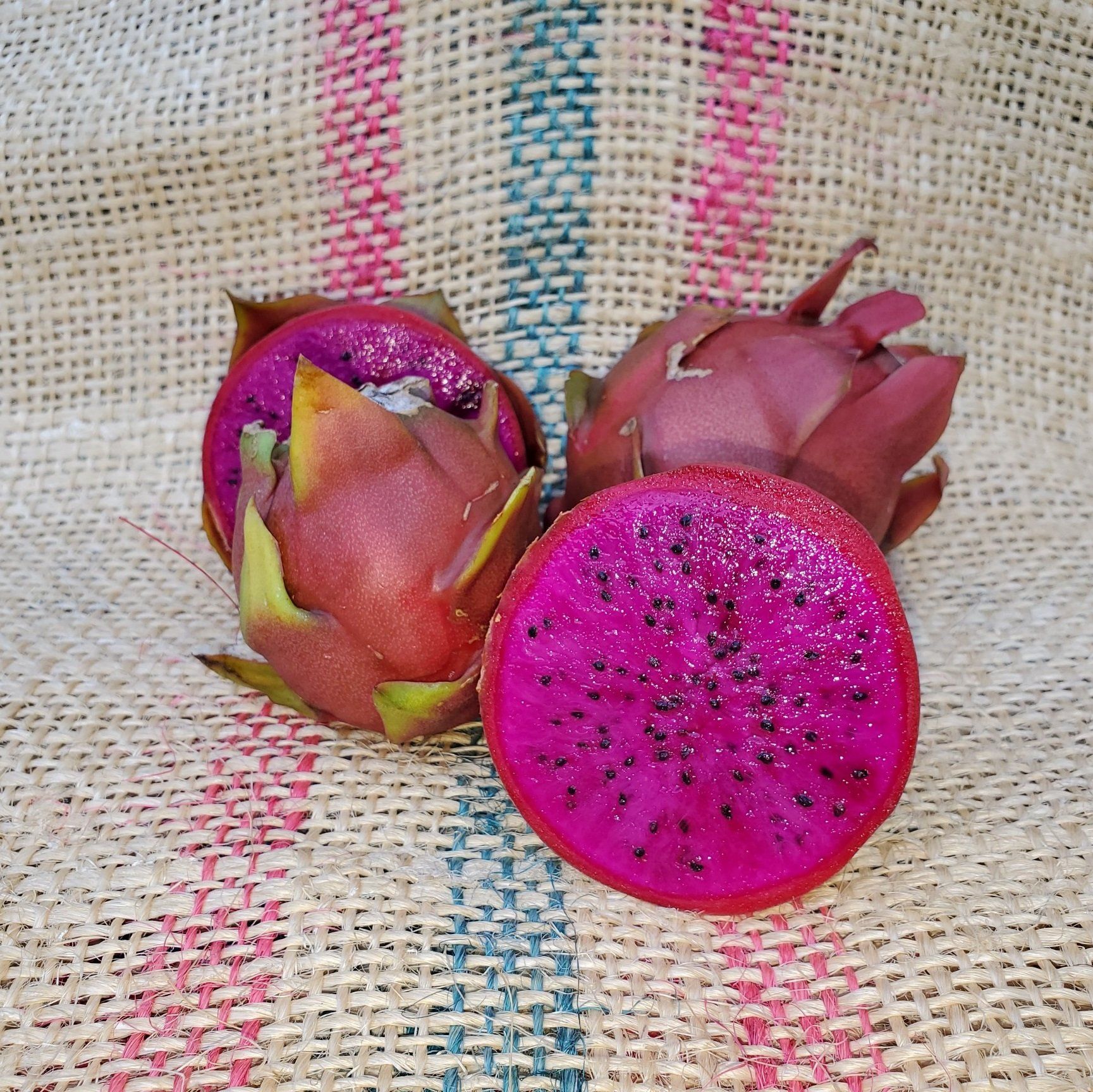 American Beauty dragon fruit cut in half