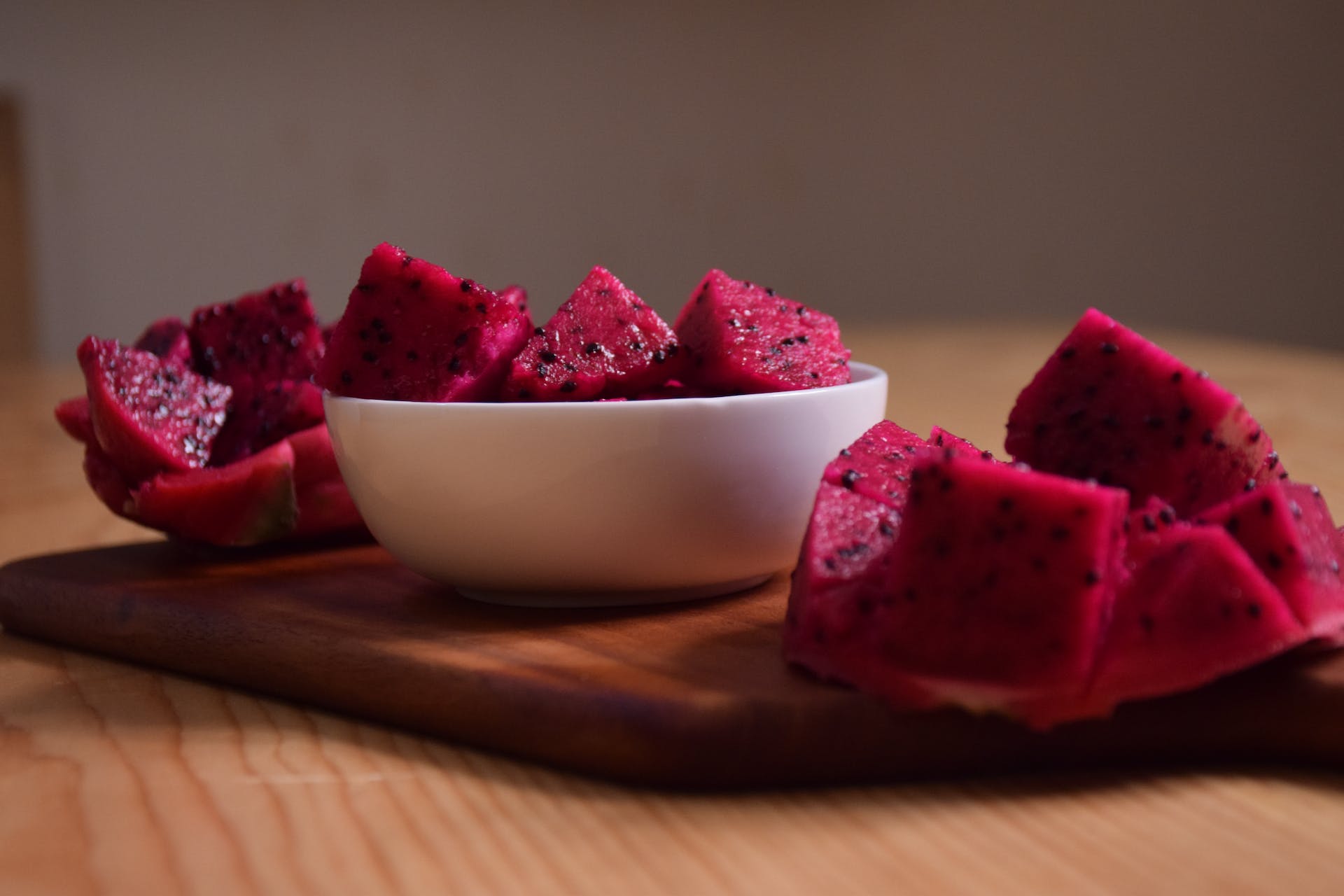 A bowl of red dragon fruit