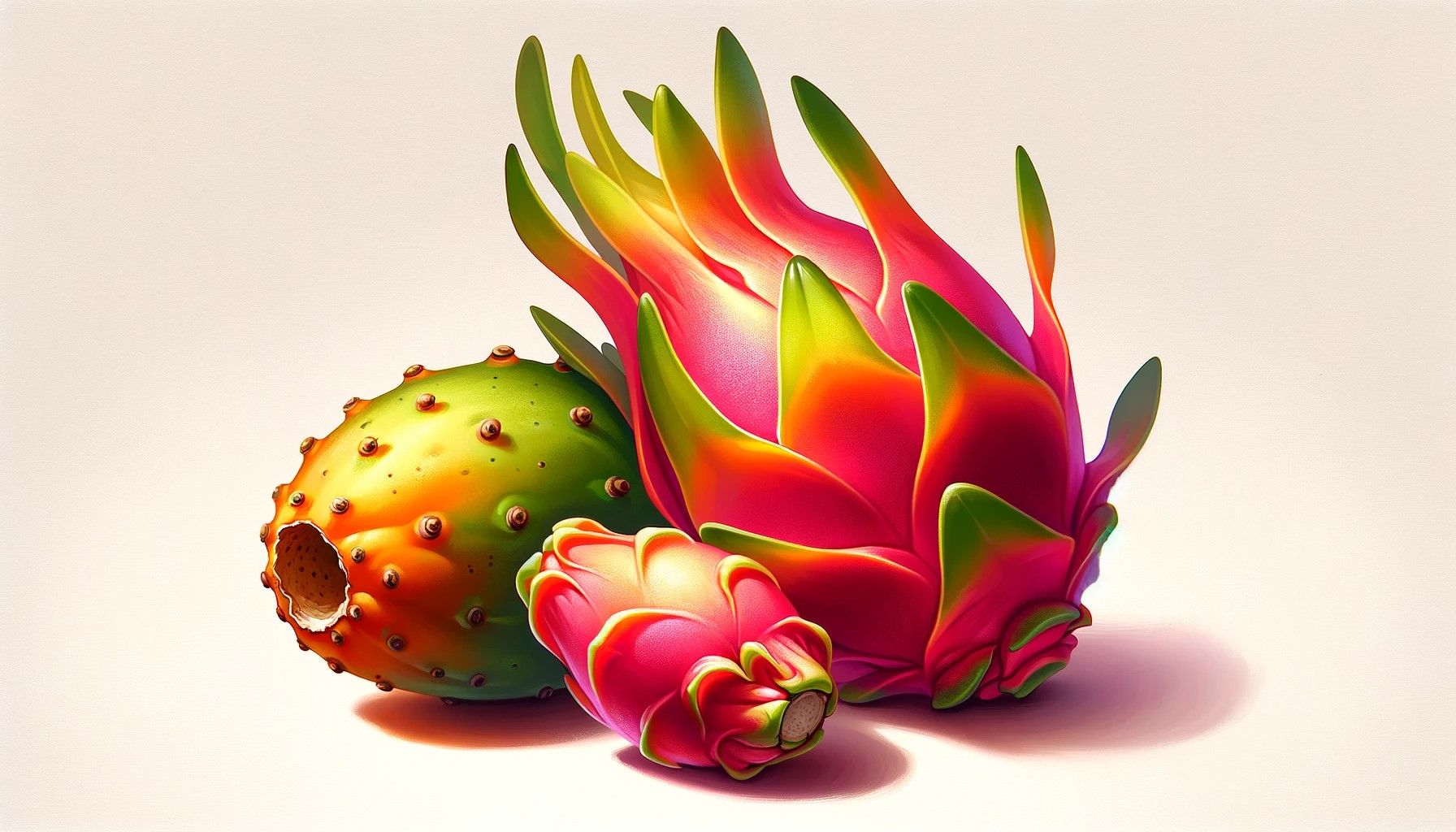 An illustration of a pitahaya and a pitaya