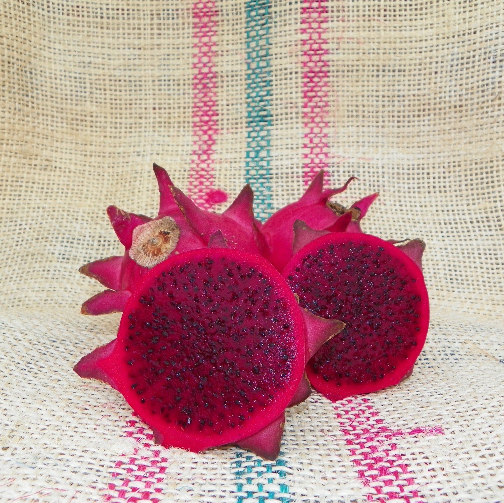 Orejona dragon fruit cut in half